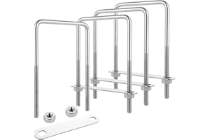YOUNTHYE 6 Pack Square U-Bolts 4" Inner Width 178mm Length 304 Stainless Steel U-Bolts with Washers and Nuts for Automobiles,