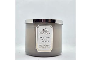 BATH & BODY WORKS Bath and Body Works, White Barn 3-Wick Candle w/Essential Oils - 14.5 oz - 2021 Core Scents! (Cinnamon Spiced Vanilla)