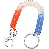 Mini Skater 7" Colorful Retractable Coil Spring Keychain with Metal Lobster Clasp Safety Fishing Rope Stretch Cord Keyring Key Chain Holder Spiral Lanyard for Gym Bag, Belt Loop, Important Keys, 2Pcs