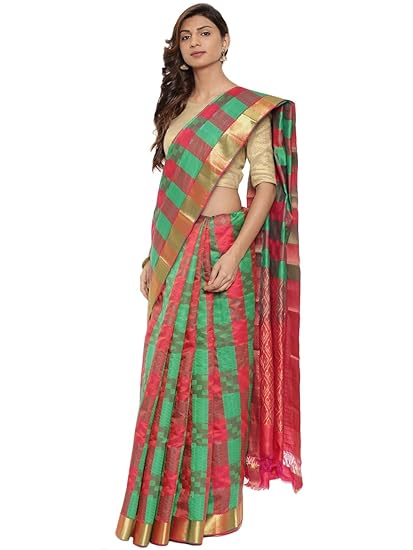 Womens Kanchipuram Silk Saree with Running Blouse (CCMYSS10384_Multicolor)
