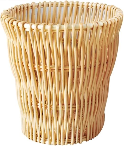 Amazon Com Szlh Rattan Trash Can Wicker Handwoven Waste Bin 12l Rubbish Bin Without Lid Round Waste Paper Basket For Home Bedroom Office Color A Size 27x25cm 11x10inch Home Kitchen