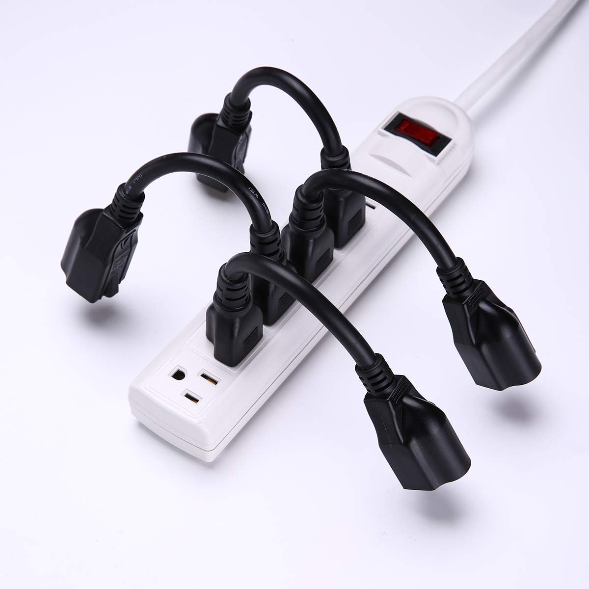 [UL Listed] Miady Short Power Extension Cord Outlet Saver, 16AWG/13A, 3 Prong (4 Pack, Black, 8 Inch): Home Audio & Theater