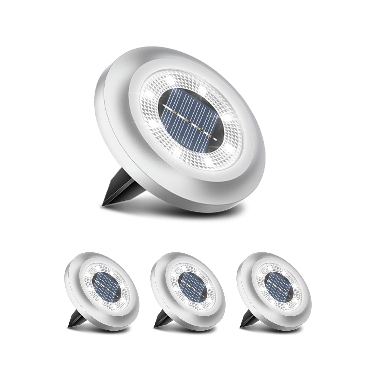 Torchtree 2023 Upgraded Solar Lights Outdoor Garden, Solar Ground Lights, Disk Lights Decking Lights Solar Powered for Lawn Pathway Yard Landscape Walkway (4 Pack Bright White)