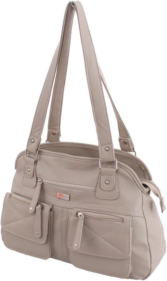 Ladies Womens Faux Leather Boutique Shoulder Business Work Handbag bag - Black, Stone, Brown, Navy (Stone)