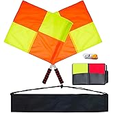 Fantperful Soccer Referee-Flag Red Yellow-Cards Stainless-Whistles - Football Ref Checkered Linesman Flag Set Coach Gear Packs
