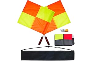 Soccer Referee-Flag Red Yellow-Cards Stainless-Whistles - Football Ref Checkered Linesman Flag Set Coach Gear Packs (color a0