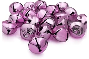 CLLOOTVE Jingle Bells 1-Inch/ 25mm Metal Craft Bells, for Holiday Home Christmas Festival Party Wedding Decoration Gifts DIY Project, 20Pcs, Pink