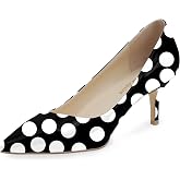 Reindee Lusion Womens Low Kitten Comfortable High Heels Music Note Printed Closed Toe Sexy Pumps Shoes