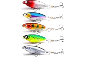 MTKZKAF Top Water Fishing Lures Whopper Popper Fishing Lure for Bass topwater 3D Eyes Bait with Propeller Tail for Catfish,Pike Perch, Floating Pencil Bass Freshwater or Saltwater
