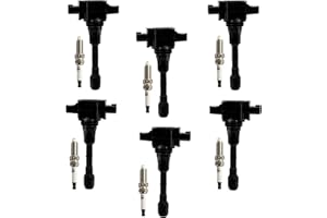 XONGJOJO Ignition Coil Pack with Spark Plug UF550 Compatible With 2007-2019 Murano Maxima Pathfinder 350Z Altima Quest V6, 2007-2019 EX35 FX35 G25 G35 JX35 M35 M35h Q50 Q70 QX60 V6,Set of 6