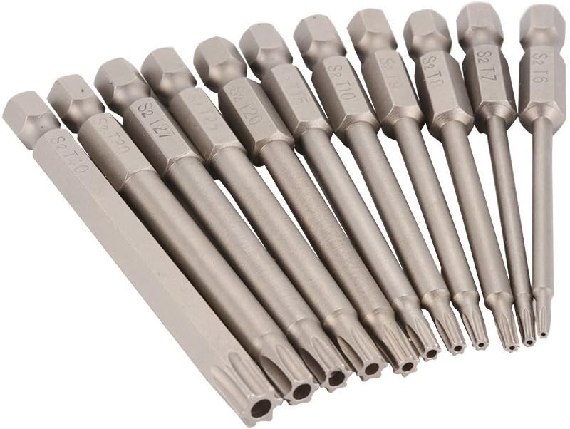 11pcs 1/4 Inch T6T40 Torx Star Head Hex Shank Screw Driver Drill Bits