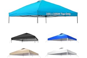 Jorohiker 10x10 Canopy Replacement Top Cover,Pop Up Canopy Tent Top with Air Vent Ropes, Waterproof Sunshade Silver Coated Oxford Cloth for Outdoor Garden Patio Picnic Camping(Top Only,301 * 301cm)