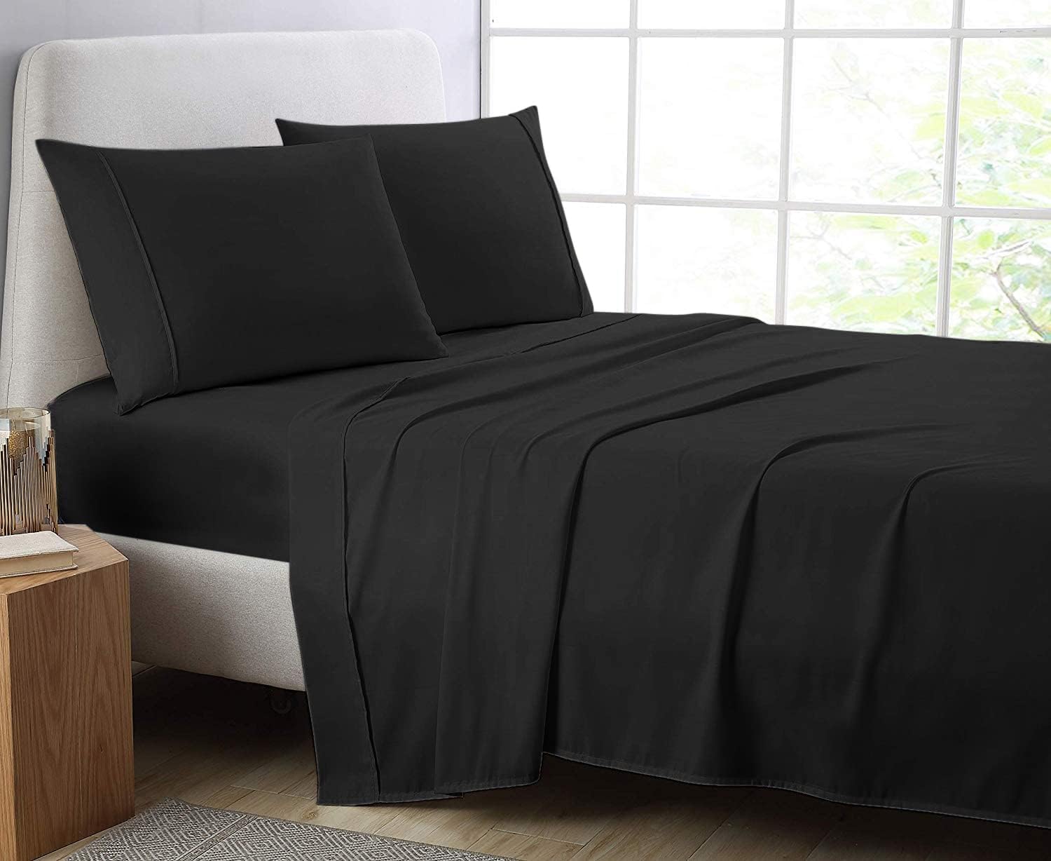 Comfort Beddings Heavy Quality Top Bed Sheets 100% Cotton Blend Flat Sheet Single Size, Super Soft, Hypoallergenic Flat Bed Sheets (Single, Black)