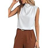 BLENCOT Women Tank Tops Mock Neck Pleated Summer Camisole Sleeveless Blouses Dressy Work Shirts