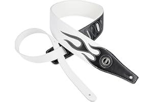 YUEKO Personality Leather Red Flame Series Guitar Strap Strap For Guitar Bass Guitar Accessories (A5-Black Flame)