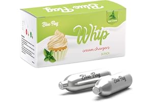 Blue Flag Mint Flavor 8 Gram Whipped Cream Chargers Nitrous Oxide Chargers, for Whipped Cream Dispenser(24 Packs)