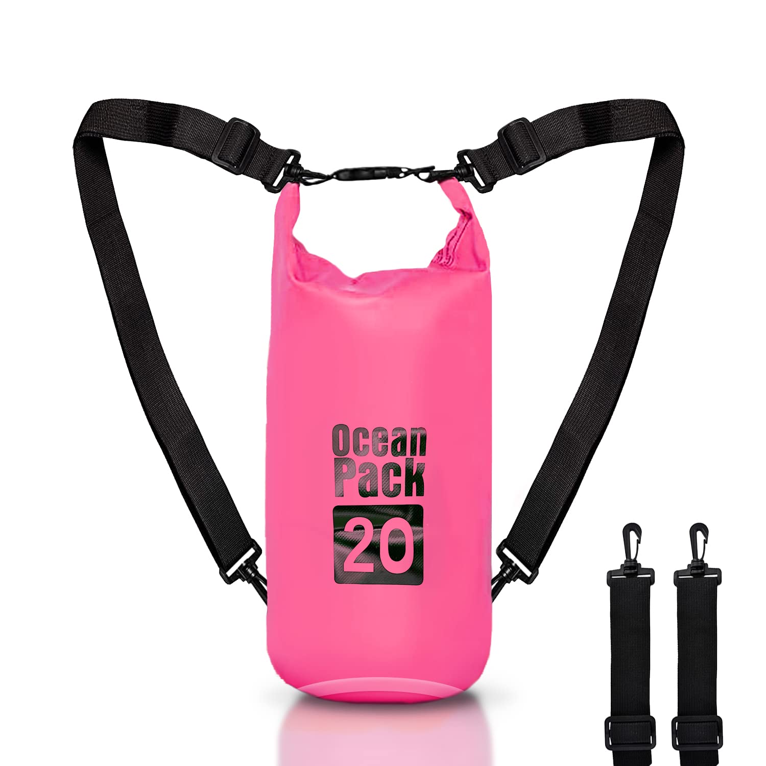 Dry Bag, Waterproof Backpack, Roll Closure and Shoulder Strap, Waterproof Mobile Phone Bag and Waist Bag for Sea Boat Fishing Rafting Beach Water Sports, pink, 20l, Waterproof bag