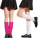 PT Haahoos 2 Pairs Neon Leg Warmers, 80s Accessories for Women, Retro Fashion Knit Legwarmers for Girls Dance Sports Yoga