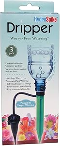 HydroSpike Dripper (3-Pack) Worry-free Adjustable Drip Flow Watering Kit - Outdoor & Indoor, Irrigation Stakes for Plants Vacation Garden Pots & Containers, Uses Bottle, No Hose Devices Waterer System