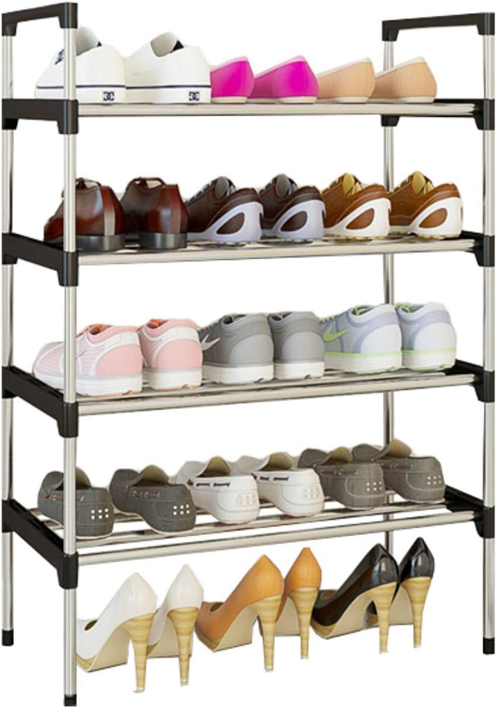 shoe tiers on 30 Udear Shoe Rack 4 Tiers Shoe Storage Organizer Black 56 80 Cm Shoe Racks Hallway Furniture Alfiobardolla Com
