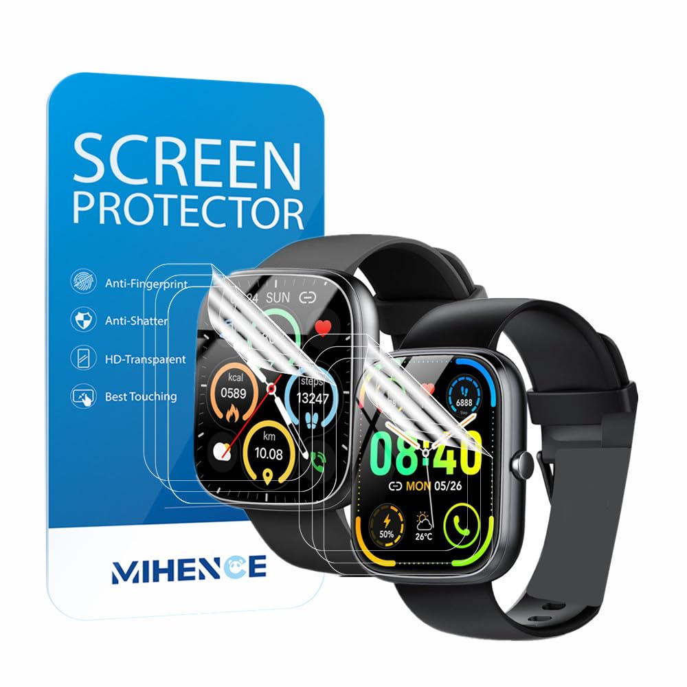 MIHENCE Screen Protector Compatible for Uaue/Matast 1.91 Inch Smartwatch T60, TPU HD Screen Protector for T60 1.91 Inch Smartwatch [Pack of 6]