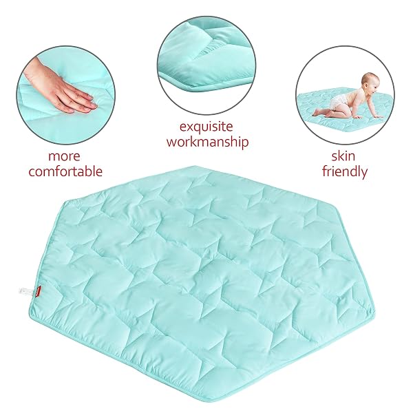 HEXAGON PLAYPEN MATTRESS MAT BLUE, NON SLIP PLAYPEN MAT FOR REGALO PLAY YARD 6 PANEL PLAYPEN, FIT HICCAPOP 53″ PLAYPOD PORTABLE PLAYARD, KIDS TENT MAT HEXAGON