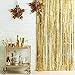 2PCS Metallic 3.2 ft X 8.2 ft. Gold Backdrop Foil Fringe Curtains Door Window Curtain Party Decoration- (Gold, 3.2' X 8.2'- Pack of 2)