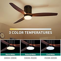 YITAHOME 52 Inch Low Profile Ceiling Fan with Light