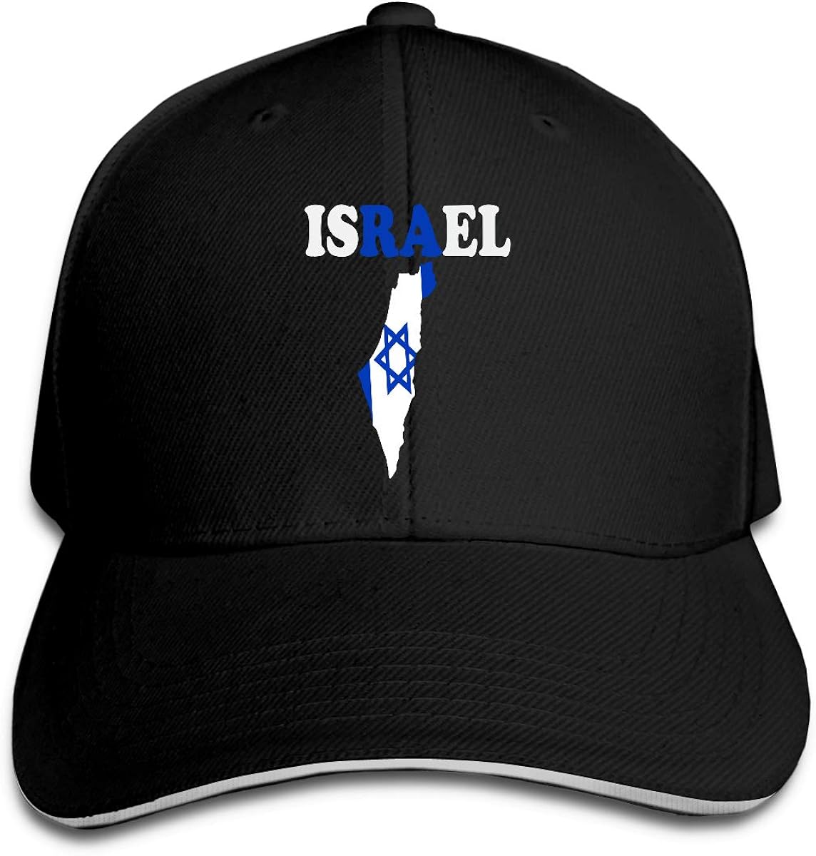 Men's and Women's Classic Israel Text with Flag Map Peak Cap Cotton