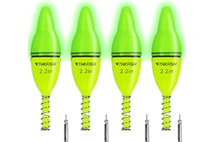 THKFISH 4PCS LED Lighted Fishing Bobbers Fishing Floats for Night, Spring Bobber Float Saltwater Freshwater Lighted Floats Glow for Crappie Walleye Catfish