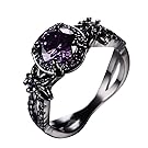 RongXing Jewelry Trendy Womens Amethyst Ring,14KT Black Gold Wedding Rings Size8