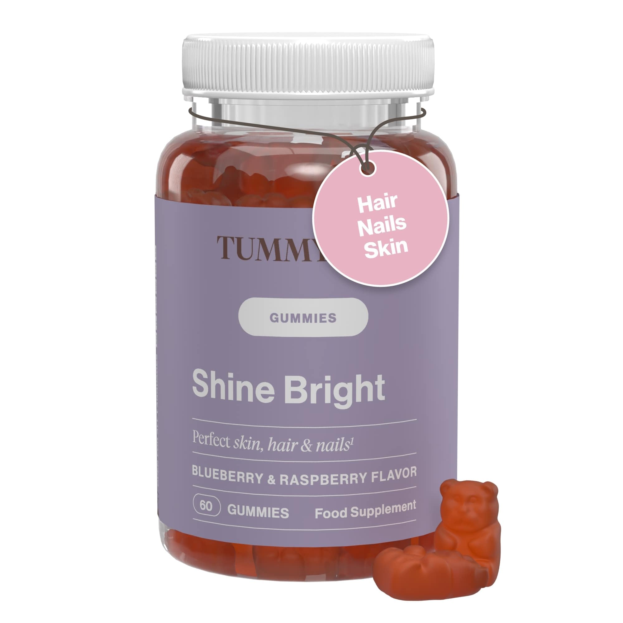 Biotin Gummies - Hair, Skin and Nails Vitamins - Folic Acid, Vitamin B6, Vitamin B12-60 Shine Bright Gummies for 60 Days - Tummy Tox