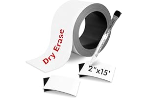 Thaibear Magnetic Dry Erase Labels Roll, 2 Inch x 15 Feet, Magnetic Tape Roll, Magnetic Strips Labels for White Board, Flexible Blank Write On Magnets for Refrigerator and Crafts - Include a Marker