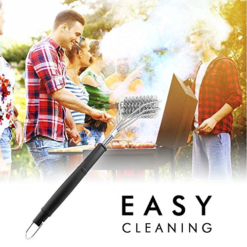 Vestaware Grill Brush Bristle Free - 18" BBQ Grill Brush with 3 Rust Resistant Stainless Steel Scrubbing Coils to Clean Each Corner - Barbecue Grill Cleaner Grilling Accessories Cleaner for Porcelain, - Thumbnail 5