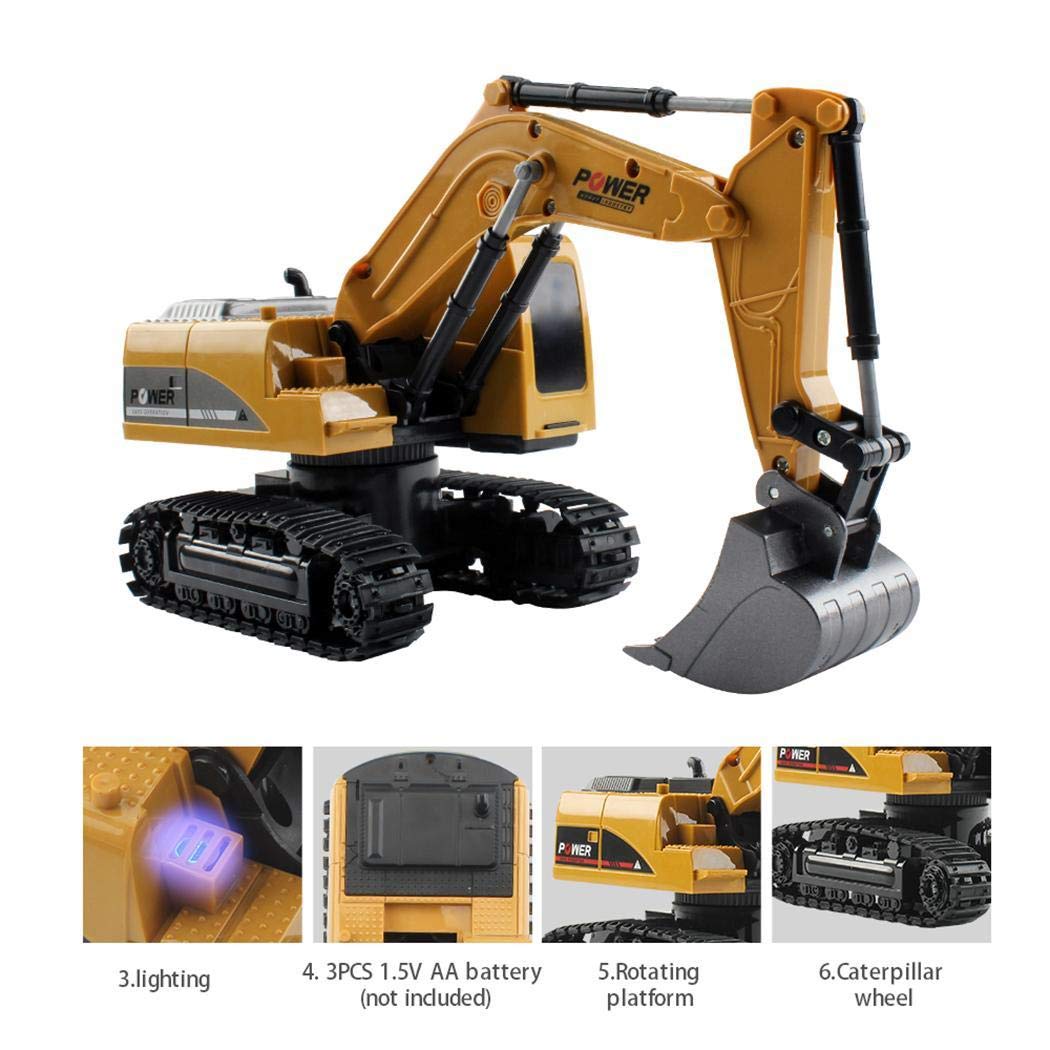 banlany 1:24 Four-Wheel Drive Crawler Excavator Remote Control Car Toy Educational with Light Toy Gift for Kids