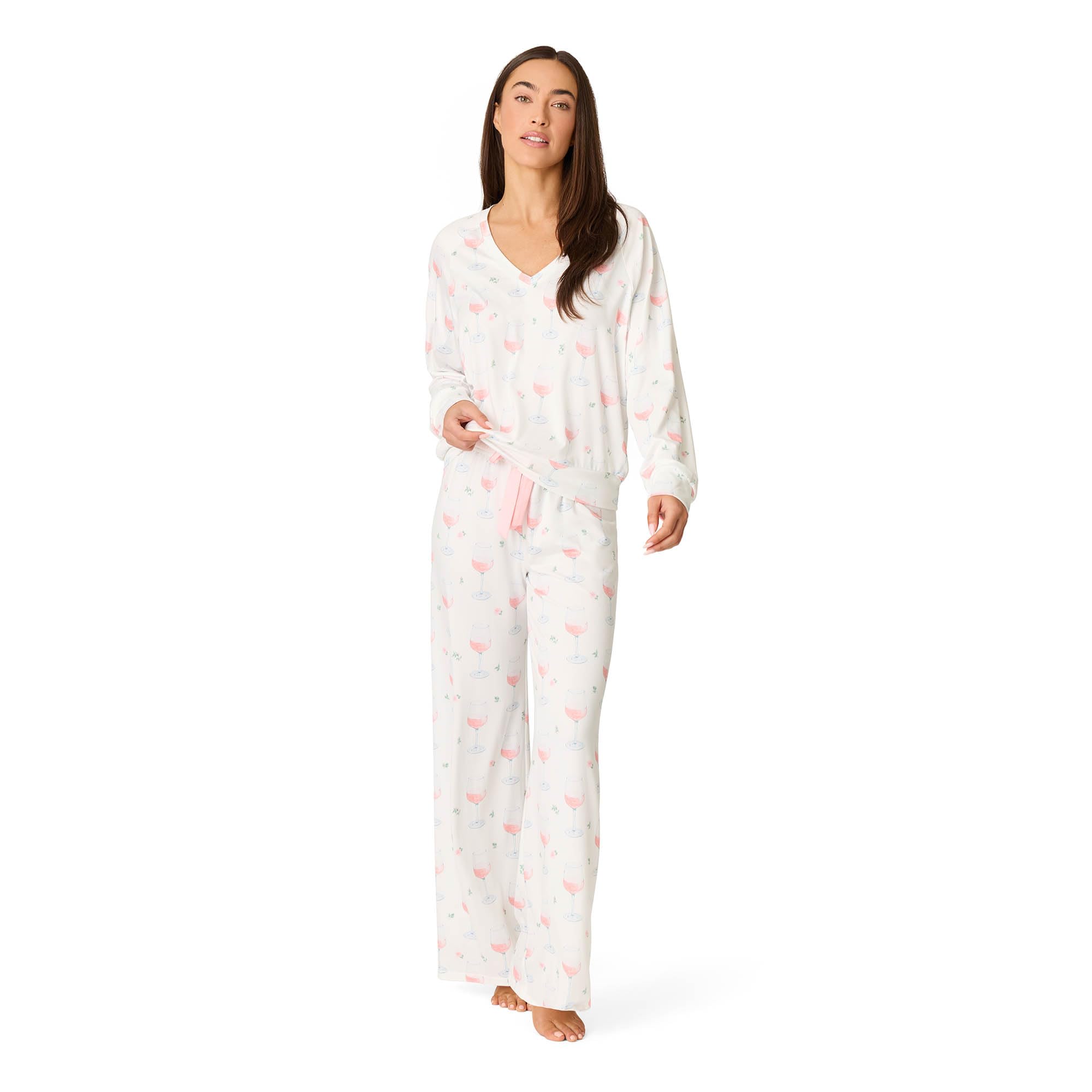 P.J. Salvage Women’s [Amazon Exclusive] Cloud Jersey Open-Bottom Pajama 2-Piece Pj Set, Cloud Wine, X-Large