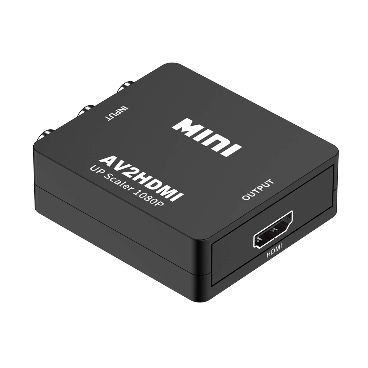 HTCian RCA to HDMI Converter, AV to HDMI Adapter 1080P Mini RCA Composite CVBS Video Audio Converter Adapter Supporting PAL/NTSC for TV/PC/PS2/PS3/STB/Xbox/VCR/DVD, black