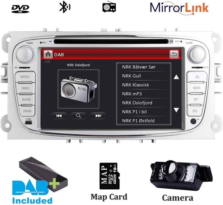7 Inch HD Digital Capacitive Touch Screen Dual CANbus Car Stereo DAB+ Radio RDS Bluetooth CD DVD Player GPS Screen Mirroring for Ford Focus Mondeo Galaxy S-Max C-Max Kuga 3G SWC Subwoofer USB SD