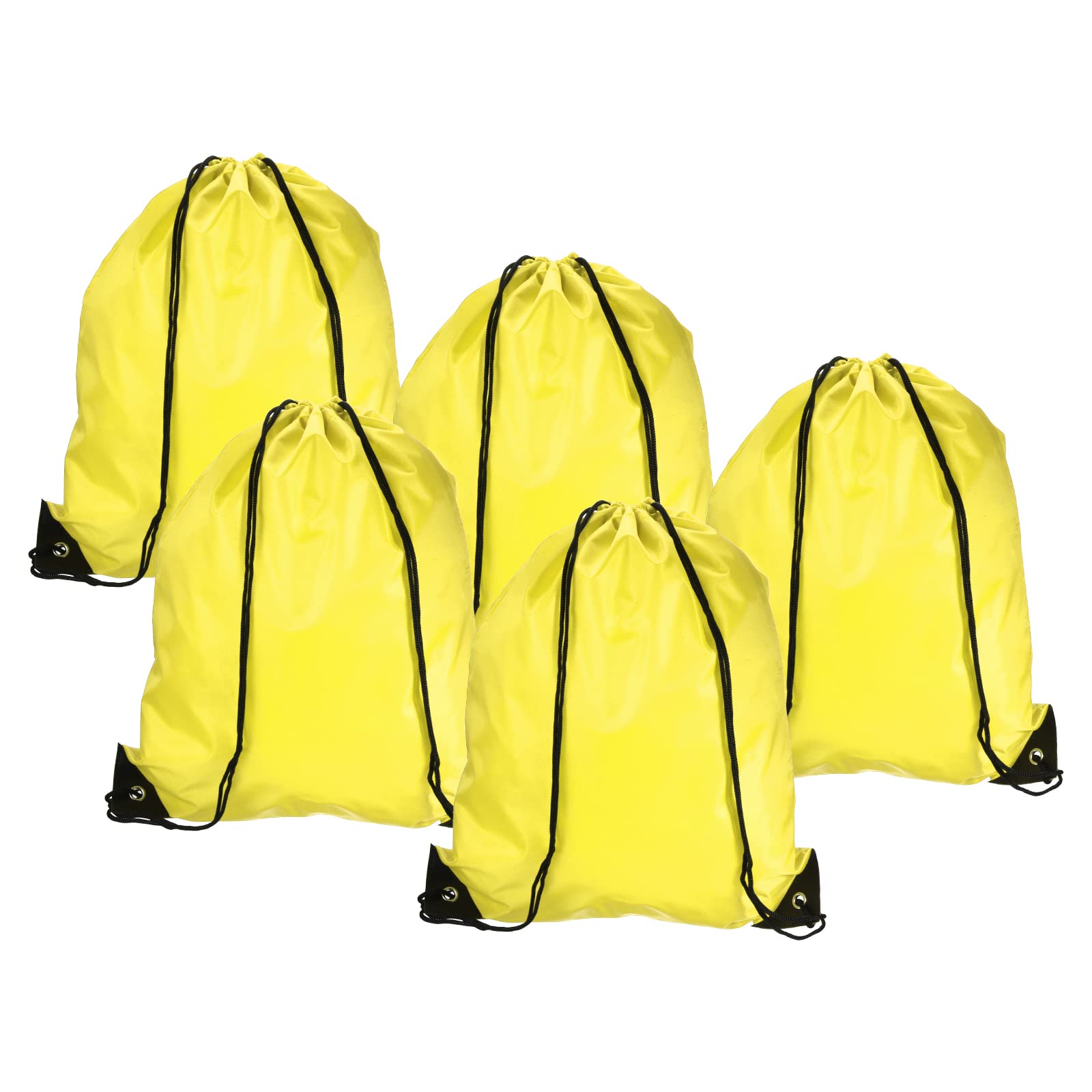 PATIKIL 42x34cm Nylon Drawstring Bag, 10 Pack Storage Bulk Cinch Backpack Sack for Gym Sports Outdoor Traveling, Yellow