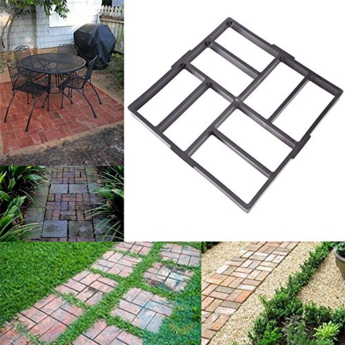 LUVODI Walking Path Maker Mold Reusable Plastic DIY Paving Concrete Cement Stepping Stone Brick Walkway Pathmate Pavement for Garden Lawn Patio (1717 inch)
