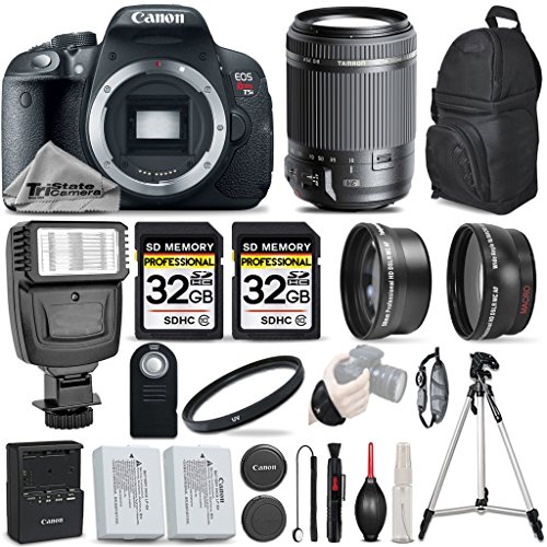 Canon EOS Rebel T5i DSLR Camera 18 MP + Tamron 18-200mm Lens + 0.43X Wide Angle Lens + 2.2X Telephoto Lens + UV Filter + 2 Of 32GB Class 10 Memory Card + Flash - International Version Canon EOS Rebel T5i DSLR Camera 18 MP + Tamron 18-200mm Lens + 0.43X Wide Angle Lens + 2.2X Telephoto Lens + UV Filter + 2 Of 32GB Class 10 Memory Card + Flash - International Version