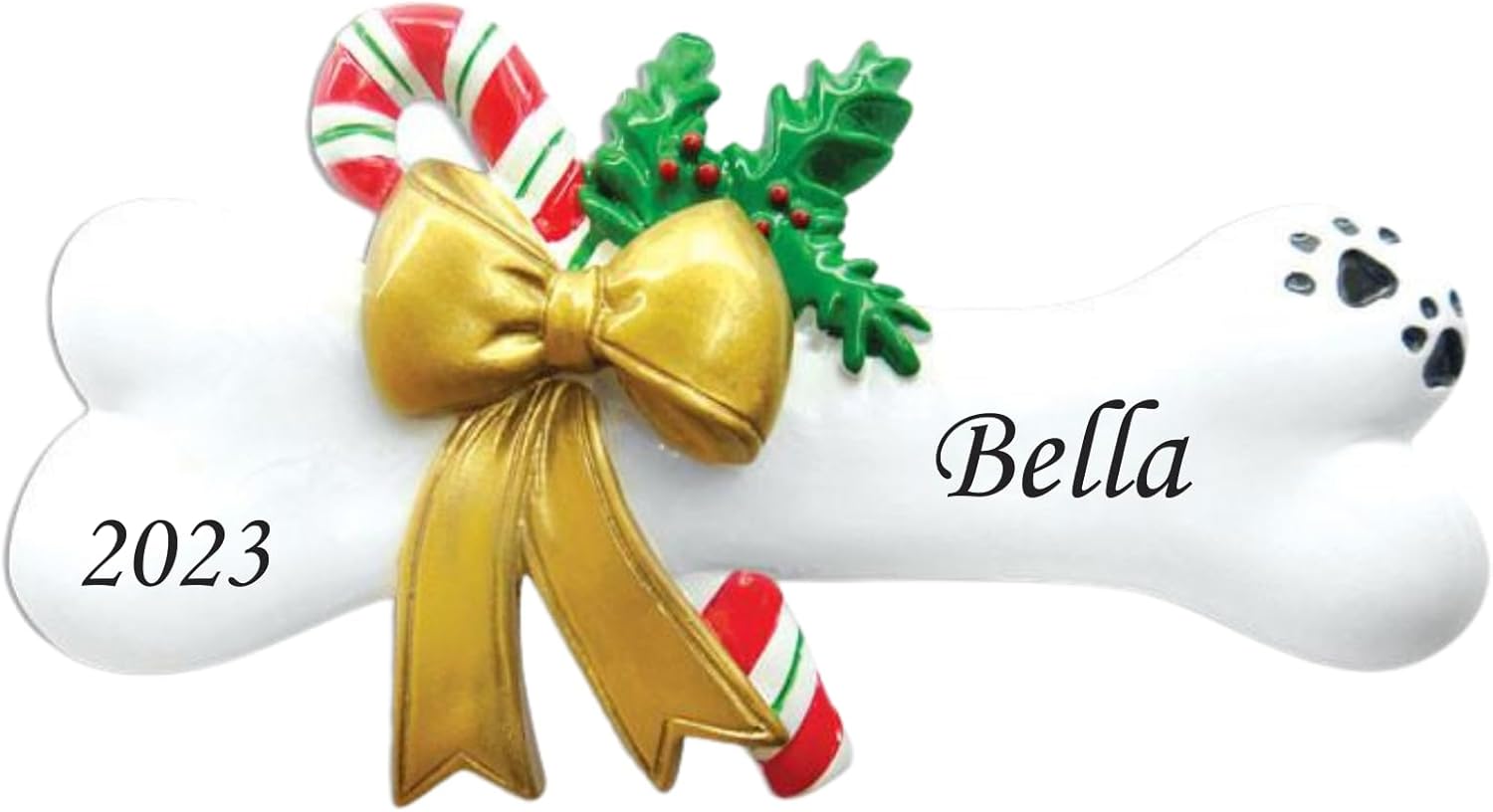 Ornaments - 2023 Personalized Ornament Holly Dog Bone Christmas Tree Ornament Customized Decoration Pet Dog Puppy Dog Ornament Free Personalization