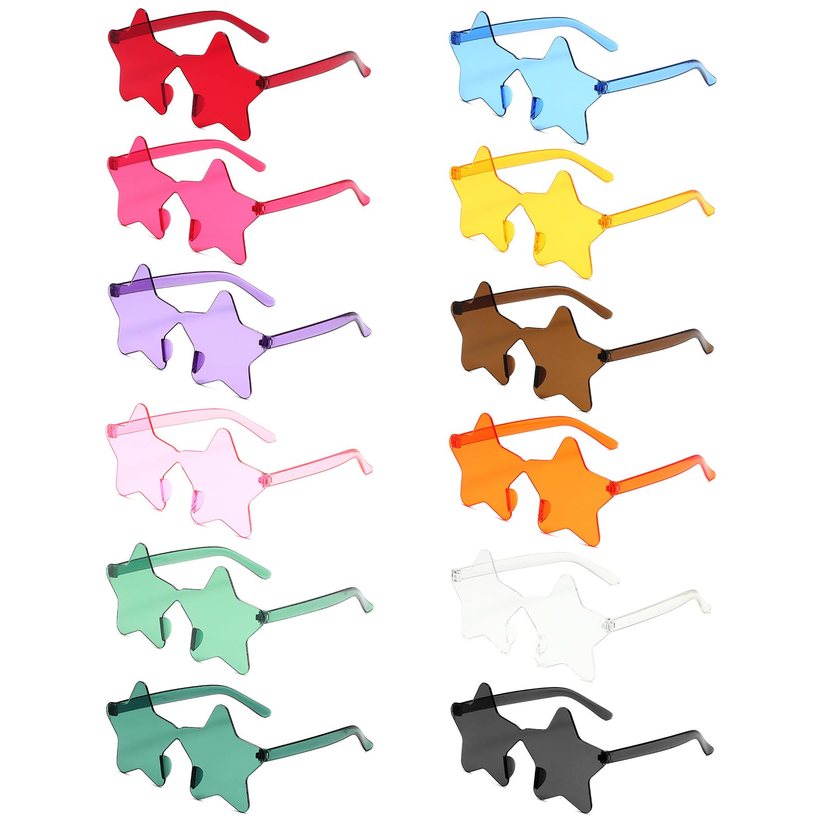 Dogmoon Rimless Sunglasses - 12 PCS Pentagram Shape Candy Color Retro Party Glasses, Hippie Sunglasses for Party Wedding (12 Colors) — image 1