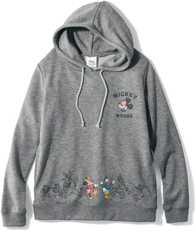 Amazon ベルメゾン ディズニー スウェット パーカー レディース 長袖 裏毛 ミッキー フレンズ 杢グレー S トレーナー パーカー 通販
