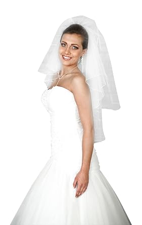 Braut-Schleier, Hochzeit Schleier fur die Braut, mit Kristalle 2 Schicht, Hüftumfang Lange