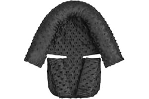 HNHUAMING Baby Head Support and Strap Covers, Infant Head Support Pillow, Super Soft Head and Neck Cushion for Car Seat, Baby Headrest and Carseat Neck Cover(Black)
