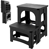 Folding 2-Step Stool for Adults, Non-Slip Collapsible Footstool for Office | Portable Bedside Step Stool, Hold up to 300 lbs, Lightweight &amp; Foldable Step Ladder for Pool Office Home RV