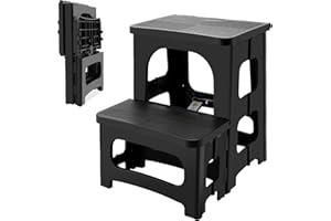 PAHTTO Folding 2-Step Stool for Adults, Non-Slip Collapsible Footstool for Kids Toddlers, Portable Bedside Step Stool, Hold up to 300 lbs, Lightweight & Foldable Step Ladder for Kitchen Pool Office Home RV