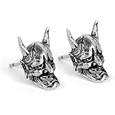 Hannya Stud Earrings Japanese Halloween Jewelry Devil Mask Skull Earring for Men Women