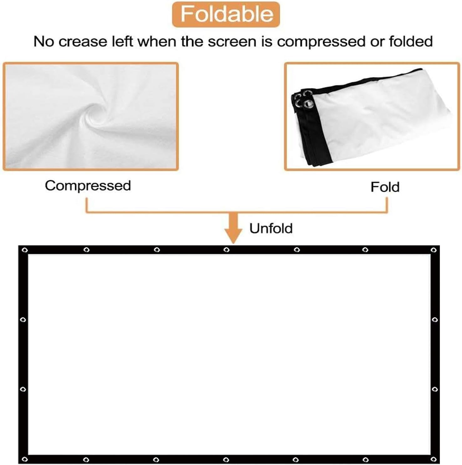 OWILLZ 120 inch Projector Screen 16:9 HD Foldable for Home Theater Cinema Indoor Outdoor: Home Audio & Theater